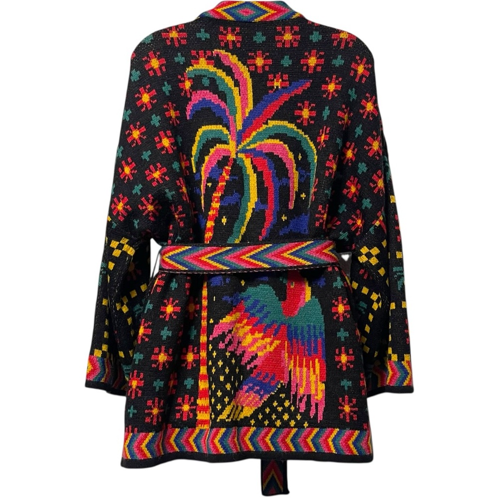 NWT FARM RIO Black Macaw Night Kimono Sweater Cardigan L - Picture 7 of 10